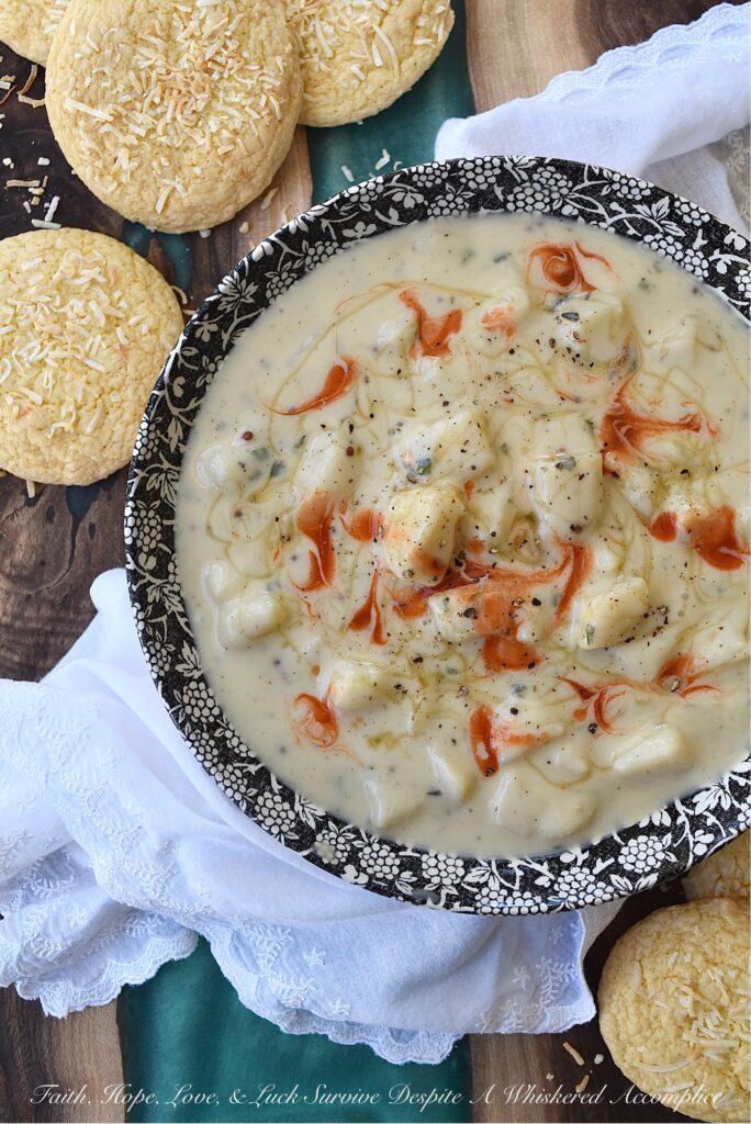Granulated Garlic & Onion Potato Cheese Soup - When you don't have fresh garlic or onion on hand, you can still make a warm, comforting bowl of cheesy potato soup with ingredients you most likely have hanging out in your spice cabinet. Granulated or powdered garlic and onion add so much flavor to almost any recipe, especially when paired with other dried herbs and seasonings. This potato and cheese soup is the perfect example of how granulated or powdered garlic and onion can create a rich, creamy, flavorful bowl of cheesy goodness.