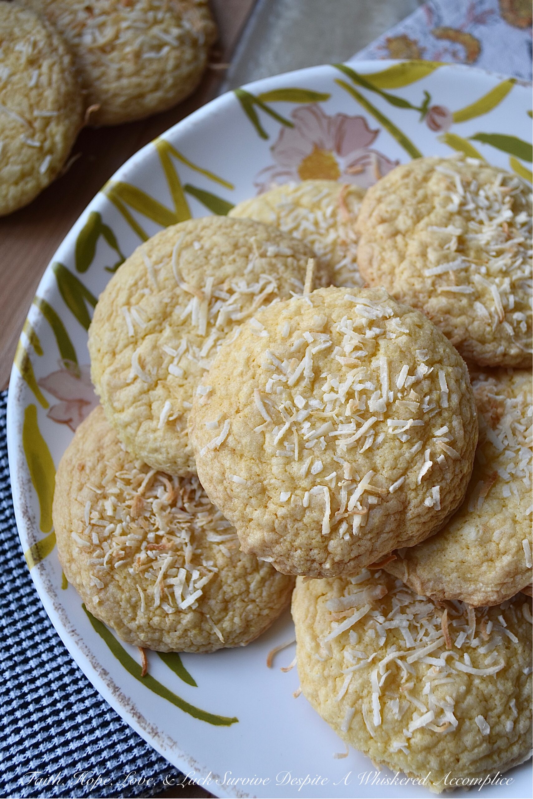 Cornmeal Coconut Cake Mix Butter Cookies - You’ll have a hard time choosing whether these soft, tender, chewy, and crunchy coconut and cornmeal butter cookies are best served as a dessert or as a sweet side to a savory meal. They’re lovely on their own, however, they’re also the perfect accompaniment to a spicy or creamy bowl of soup, chili, or chowder. And since these sweet and salty, buttery cornmeal cookies are made with a coconut cake mix, you may just find yourself making them at least once a week.