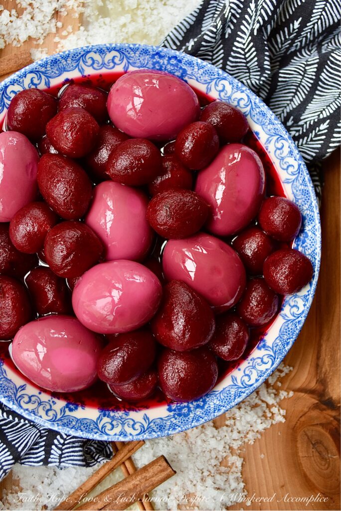 Easy 4-Ingredient Pickled Eggs with Beets - If you're a true pickled egg devotee, this easy 4-ingredient recipe is about to make all of your pickled egg dreams come true. Instead of cooking, peeling, and pickling beets each time you want to enjoy a few pickled eggs, simply use a few jars of store-bought whole or sliced pickled beets instead. For added flavor, add a few cinnamon sticks and a bit of sea salt. These pickled hard-boiled eggs are easy to prepare, absolutely delicious, and won't leave you with beet-stained hands.