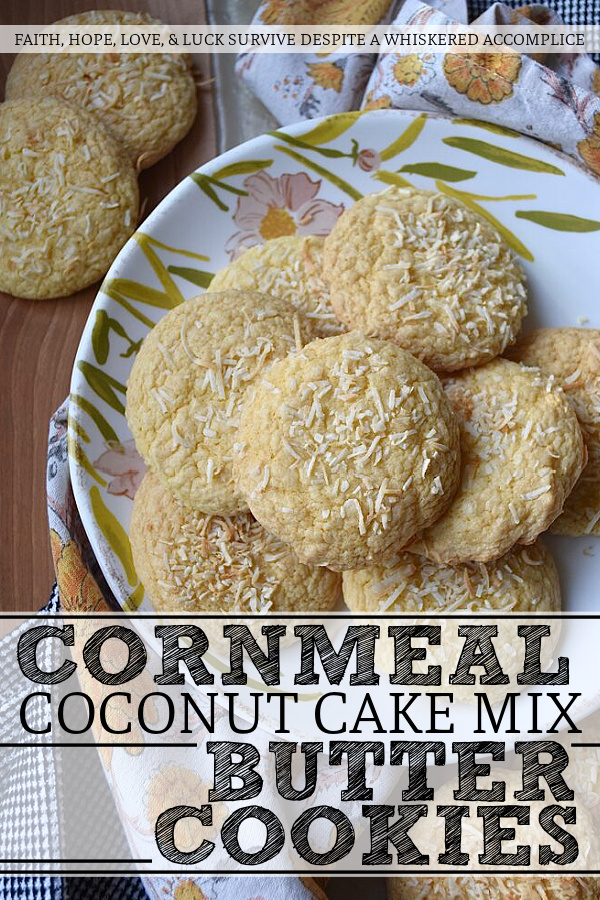 Cornmeal Coconut Cake Mix Butter Cookies - You’ll have a hard time choosing whether these soft, tender, chewy, and crunchy coconut and cornmeal butter cookies are best served as a dessert or as a sweet side to a savory meal. They’re lovely on their own, however, they’re also the perfect accompaniment to a spicy or creamy bowl of soup, chili, or chowder. And since these sweet and salty, buttery cornmeal cookies are made with a coconut cake mix, you may just find yourself making them at least once a week.