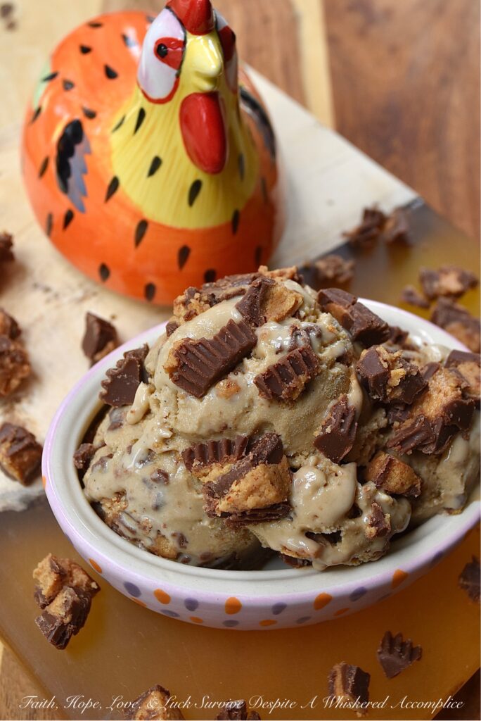Peanut Butter Cup Coffee Ice Cream - If you have a strong affection, or even perhaps an addiction, to coffee, ice cream, or peanut butter cups, this is definitely the dessert for you. This sweet peanut butter cup coffee ice cream owes its rich and creamy decadent texture to its frozen custard base and its over-the-top flavor to roughly chopped peanut butter cups, vanilla, and instant espresso.