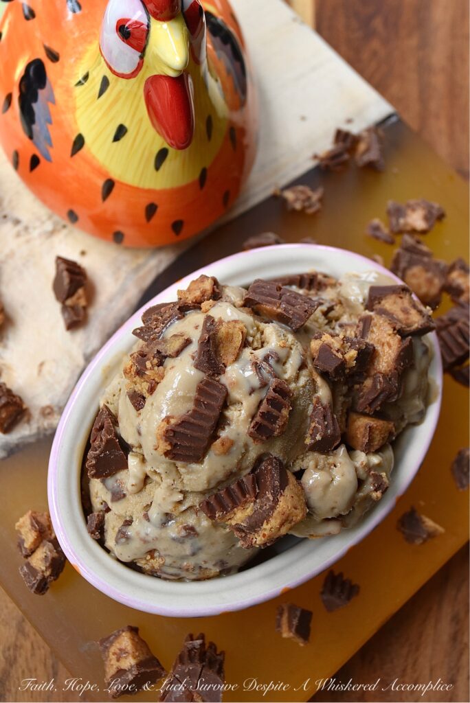 Peanut Butter Cup Coffee Ice Cream - If you have a strong affection, or even perhaps an addiction, to coffee, ice cream, or peanut butter cups, this is definitely the dessert for you. This sweet peanut butter cup coffee ice cream owes its rich and creamy decadent texture to its frozen custard base and its over-the-top flavor to roughly chopped peanut butter cups, vanilla, and instant espresso.