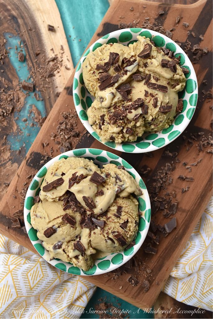 Salted Chocolate Chunk Coffee Frozen Custard - Coffee and ice cream are always a winning combination. But when you pair coffee and thick, creamy, luscious frozen custard together, things get even better. Especially, when you stir in chunks of rich dark chocolate, flavored with sea salt. This salted chocolate chunk coffee frozen custard will easily become everyone's favorite summer ice cream treat.
