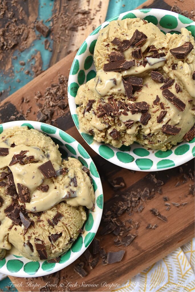 Salted Chocolate Chunk Coffee Frozen Custard - Coffee and ice cream are always a winning combination. But when you pair coffee and thick, creamy, luscious frozen custard together, things get even better. Especially, when you stir in chunks of rich dark chocolate, flavored with sea salt. This salted chocolate chunk coffee frozen custard will easily become everyone's favorite summer ice cream treat.
