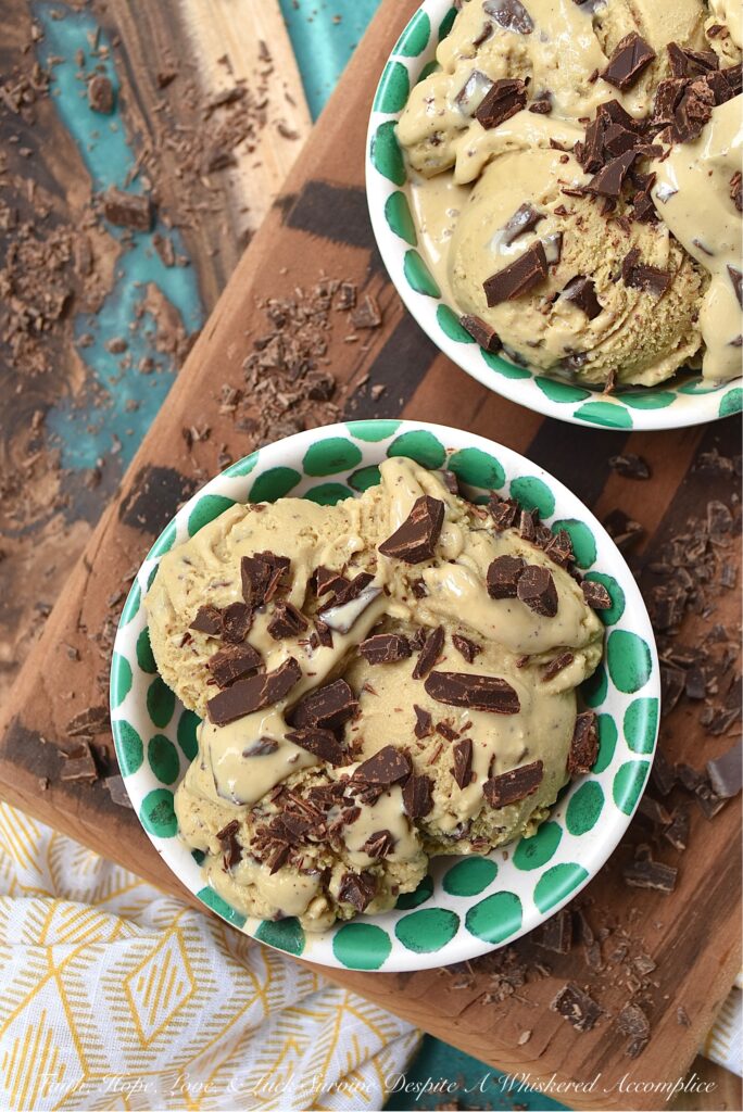 Salted Chocolate Chunk Coffee Frozen Custard - Coffee and ice cream are always a winning combination. But when you pair coffee and thick, creamy, luscious frozen custard together, things get even better. Especially, when you stir in chunks of rich dark chocolate, flavored with sea salt. This salted chocolate chunk coffee frozen custard will easily become everyone's favorite summer ice cream treat.