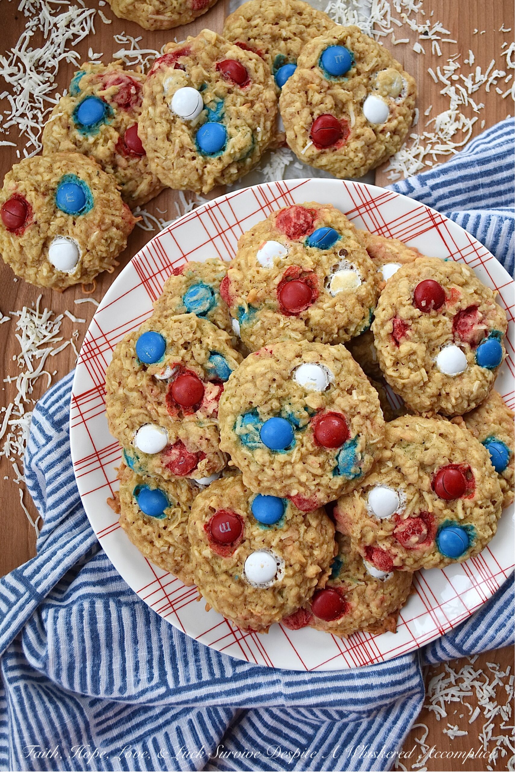 Buttermilk Oatmeal Coconut Cookies with M&M’s