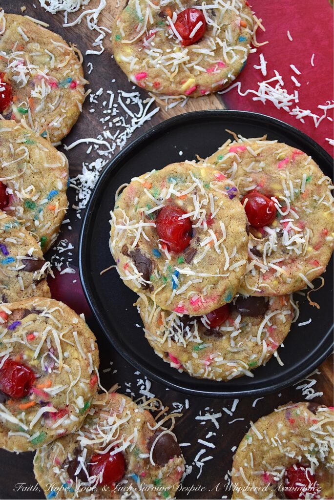 Brown Butter Chocolate Chip Sundae Cookies - If you're looking for a way to make any occasion a little bit sweeter, why not celebrate with Chocolate Chip Sundae Cookies? These festive little treats are loaded with rainbow sprinkles and chocolate chips, then rolled in shredded unsweetened coconut. Plus, with half a maraschino cherry on top, these cookies are as beautiful as they are delicious. Whether you're celebrating a birthday, an anniversary, or just life in general, these cookies will bring a smile to everyone's face.