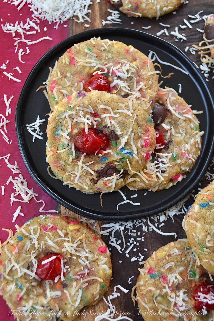 Brown Butter Chocolate Chip Sundae Cookies - If you're looking for a way to make any occasion a little bit sweeter, why not celebrate with Chocolate Chip Sundae Cookies? These festive little treats are loaded with rainbow sprinkles and chocolate chips, then rolled in shredded unsweetened coconut. Plus, with half a maraschino cherry on top, these cookies are as beautiful as they are delicious. Whether you're celebrating a birthday, an anniversary, or just life in general, these cookies will bring a smile to everyone's face.