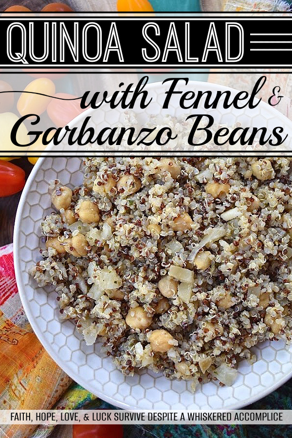 Quinoa Salad with Fennel & Garbanzo Beans - Are you bored with the same dull and unimaginative traditional pasta salad, coleslaw, and potato salad recipes? Are you searching for a side dish with a little more personality, that's still healthy, filling, and flavorful? Then this quinoa salad recipe is definitely one that you need to check out. With garbanzo beans, dried herbs, and finely chopped fennel, this rainbow quinoa salad is anything but dull, bland, or unimaginative. And, since adding extra ingredients is so easy, you can switch up the flavor each time you make it. Some of our favorite add-in suggestions include feta cheese, halved cherry tomatoes, and kalamata olives.