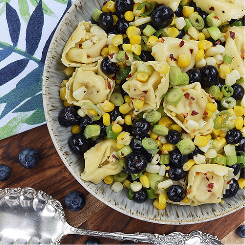 Tortellini Pasta Salad with Corn and Blueberries - Favorite Summertime Pasta Salad Recipes - What would summertime be without an enormous bowl of creamy homemade pasta salad? They're easy to make, can be made for almost any sized crowd, taste so much better than store-bought, and can be made to fit almost any budget. Here, you'll find some of our favorite summer macaroni, tortellini, and couscous pasta salad recipes, just perfect for your next cookout, picnic, reunion, pool party, or barbeque get-together.