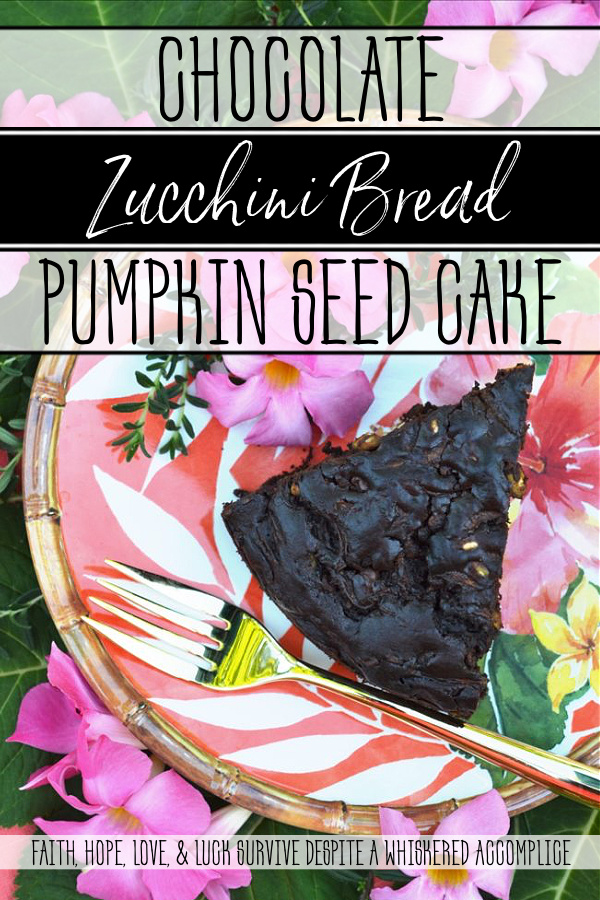 Chocolate Zucchini Bread Pumpkin Seed Cake - This chocolate zucchini bread is really more of a cake with its moist rich texture, salty pumpkin seed crunch, and mega-dose of gooey chocolate chips. During those summer months, when zucchini is so easy to come by, it's the perfect chocolaty dessert or sweet breakfast treat.