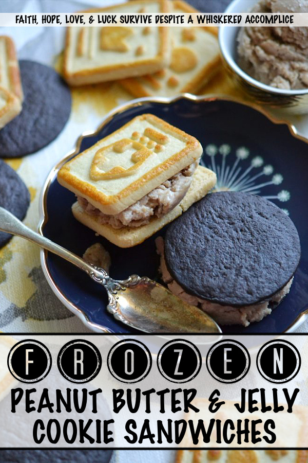Frozen Peanut Butter & Jelly Cookie Sandwiches - All you need to make these frozen peanut butter and jelly cookie sandwiches are a few of your favorite homemade or store-bought cookies and some homemade peanut butter and jelly ice cream. And, since the ice cream only requires heavy whipping cream, peanut butter, and jelly, you'll be able to make these ice cream sandwiches whenever the mood strikes.