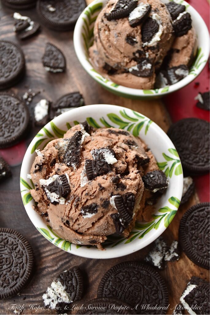 Cookies & Cream Chocolate Ricotta Ice Cream - This creamy chocolate ricotta ice cream is practically overflowing with crushed chocolate sandwich cookies, making it a true dream come true frozen treat for any cookies and cream aficionado. And, one thing's for sure, since its creamy ricotta base is infused with rich cocoa powder and melted milk chocolate, giving it a deep, super-chocolaty flavor, this kicked-up classic flavor is sure to become an instant new cookies and cream ice cream favorite.