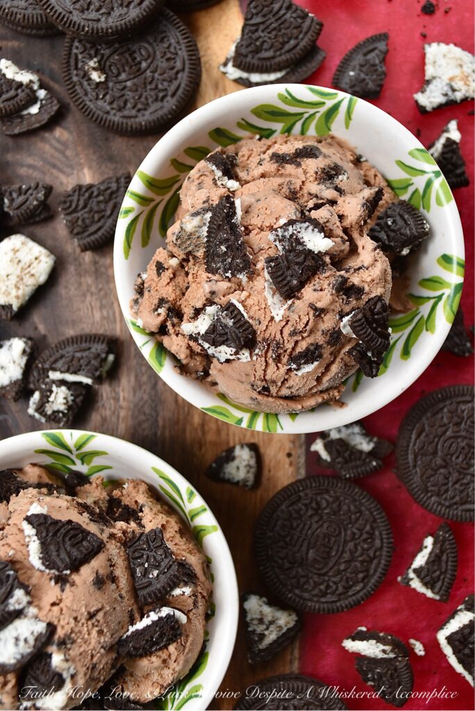 Cookies & Cream Chocolate Ricotta Ice Cream - This creamy chocolate ricotta ice cream is practically overflowing with crushed chocolate sandwich cookies, making it a true dream come true frozen treat for any cookies and cream aficionado. And, one thing's for sure, since its creamy ricotta base is infused with rich cocoa powder and melted milk chocolate, giving it a deep, super-chocolaty flavor, this kicked-up classic flavor is sure to become an instant new cookies and cream ice cream favorite.