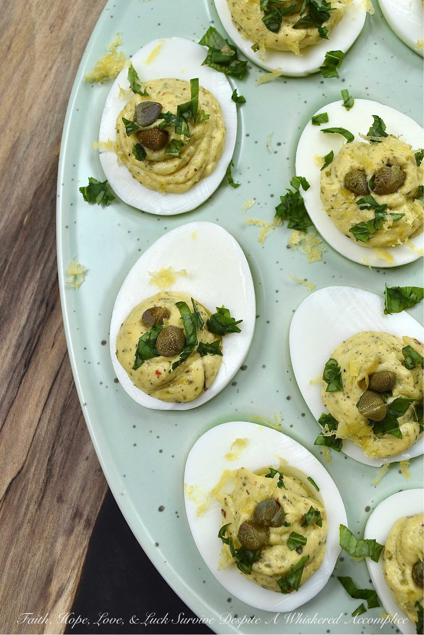 Deviled Eggs with Basil, Capers, & Lemon Zest