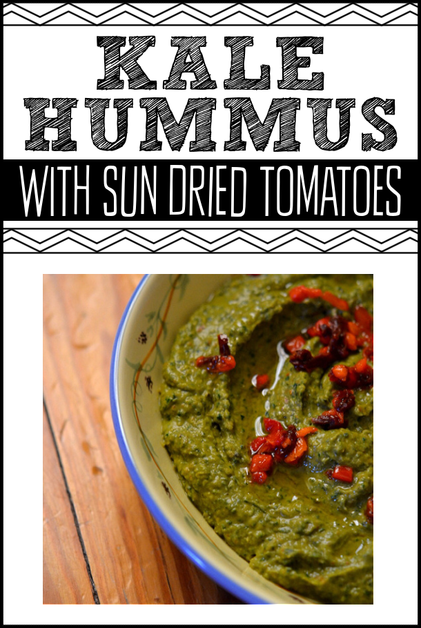Kale Hummus with Sun Dried Tomatoes - This is a quick-fix hummus that incorporates the leafy nutritional value of kale, which can easily be jazzed up by adding additional ingredients you have on hand in the kitchen. Lack of time is no excuse when it comes to this recipe; you simply dump all of the ingredients into a food processor.