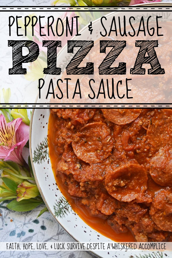 Pepperoni & Sausage Pizza Pasta Sauce - Looking for a pasta sauce that's packed with flavor and doesn't come from a jar? This pepperoni and Italian sausage-loaded pasta sauce is like having a pizza without the actual crust. Serve it over pasta, gnocchi, garlic bread, or even use it as a dipping sauce for grilled mozzarella cheese sandwiches.