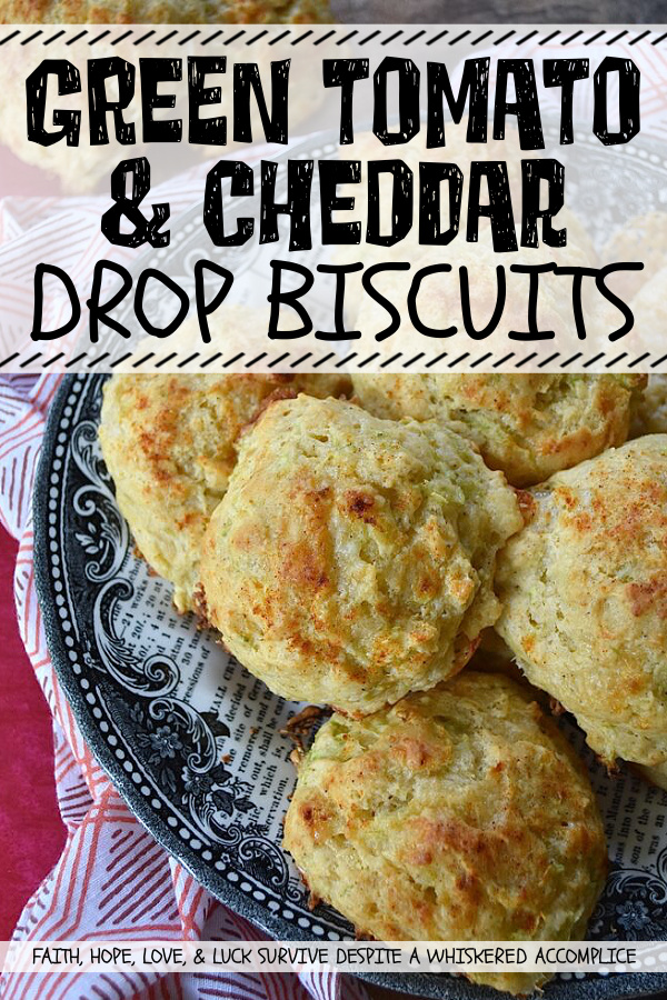 Green Tomato & Cheddar Drop Biscuits - These savory summer drop biscuits are easy to make and require no kneading or rolling. Made with grated green tomato and shredded white cheddar cheese, these biscuits are mildly sweet, cheesy, and full of flavor. They're also seasoned with paprika and melted butter, which gives them a lovely golden appearance and a nice, crispy texture. Summer won't last forever, so make sure to bake up a batch of these biscuits before all of this year's green tomatoes disappear.