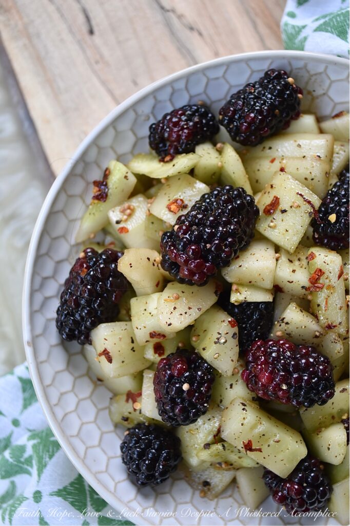 Balsamic Blackberry & Cucumber Salad - This light and refreshing cucumber salad with plump sweet blackberries in a flavorful balsamic vinaigrette is the perfect side dish for almost any meal, and its simplicity makes this salad an easy recipe to enjoy on days when you don't have a lot of time to spend in the kitchen. The crunchy cucumbers, juicy blackberries, and tangy dressing combine together to form an incredibly fresh flavor explosion.