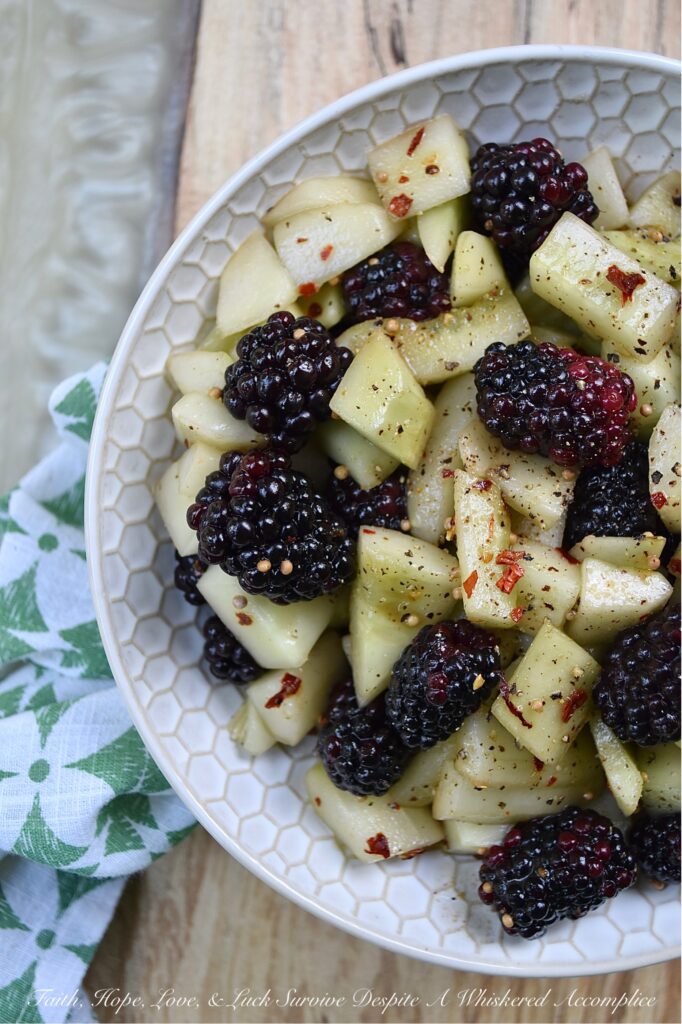 Balsamic Blackberry & Cucumber Salad - This light and refreshing cucumber salad with plump sweet blackberries in a flavorful balsamic vinaigrette is the perfect side dish for almost any meal, and its simplicity makes this salad an easy recipe to enjoy on days when you don't have a lot of time to spend in the kitchen. The crunchy cucumbers, juicy blackberries, and tangy dressing combine together to form an incredibly fresh flavor explosion.