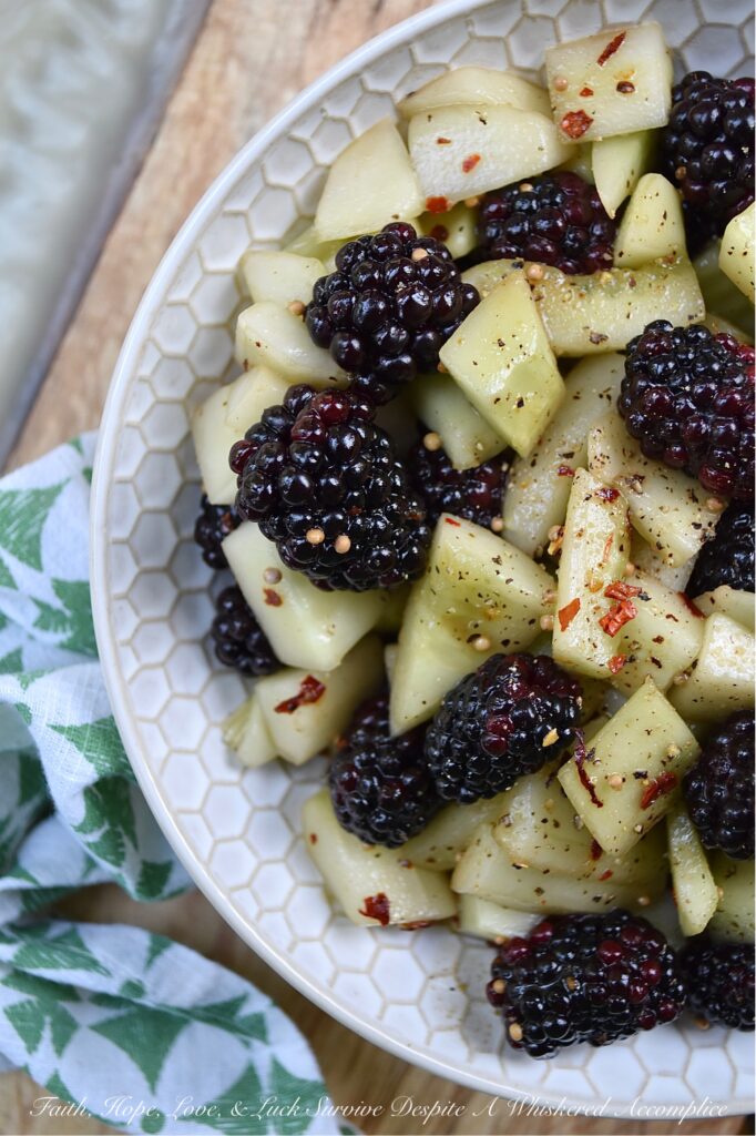 Balsamic Blackberry & Cucumber Salad - This light and refreshing cucumber salad with plump sweet blackberries in a flavorful balsamic vinaigrette is the perfect side dish for almost any meal, and its simplicity makes this salad an easy recipe to enjoy on days when you don't have a lot of time to spend in the kitchen. The crunchy cucumbers, juicy blackberries, and tangy dressing combine together to form an incredibly fresh flavor explosion.