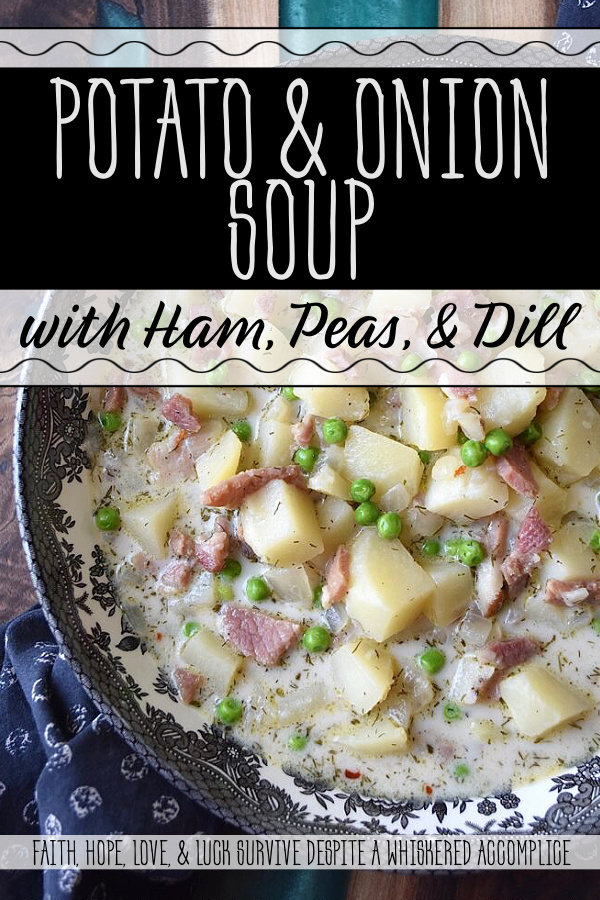 Potato & Onion Soup with Ham, Peas, & Dill - Potato and onion soup is the perfect comfort food, no matter what time of year it is. Whether it's spring, summer, fall, or winter, this simple and delicious soup always hits the spot with its savory diced ham, sweet frozen peas, and fragrant dried dill. And with both half and half and dry sherry in the recipe, you can't help but fall in love with its rich and creamy goodness. No matter what time of year, this potato and onion soup is sure to please.