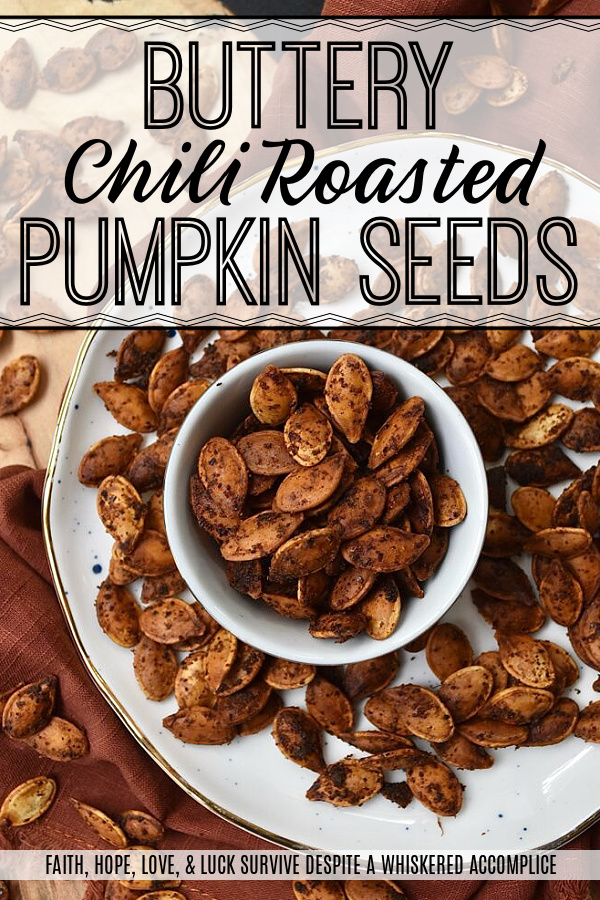 Buttery Chili Roasted Pumpkin Seeds - Fall is the perfect time of year to enjoy a seasonal snack with a hint of salt and a slightly spicy chili kick, so make sure you don't throw away your pumpkin seeds after you carve your pumpkins this year. After these pumpkin seeds are boiled in salted water they are then oven-roasted with melted butter, chili powder, and onion powder. Once they're finished baking, sprinkle the roasted pumpkin seeds with a bit of sea salt for the perfect savory nibble. Enjoy these pumpkin seeds as a snack during the fall months, or use them to garnish a comforting bowl of pumpkin soup or a fresh garden salad topped with dried cranberries and diced apples.