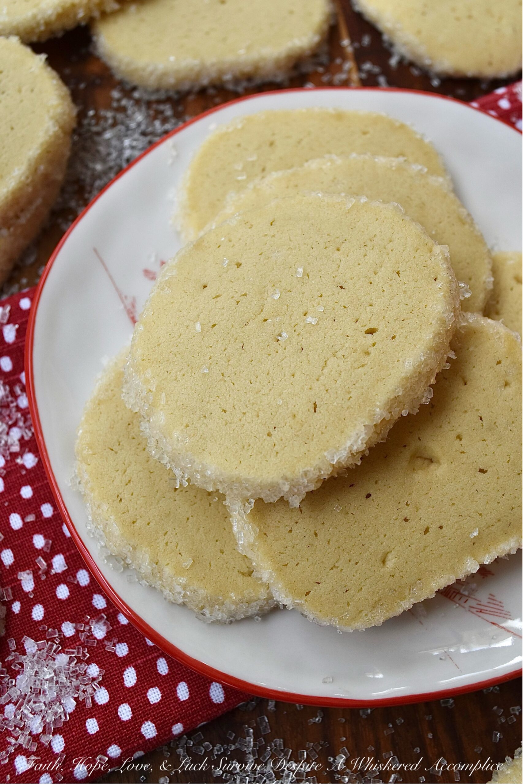 Sparkling Sugar Irish Butter Slice & Bake Cookies - These sparkly slice-and-bake cookies with Irish butter are buttery, crisp, and full of flavor. Everyone will absolutely adore them. They're also fairly easy to make and require very few ingredients. The buttery flavor combined with the sparkle of the white sparkling sugar makes these cookies truly special. They're the perfect addition to any holiday cookie tray or platter.