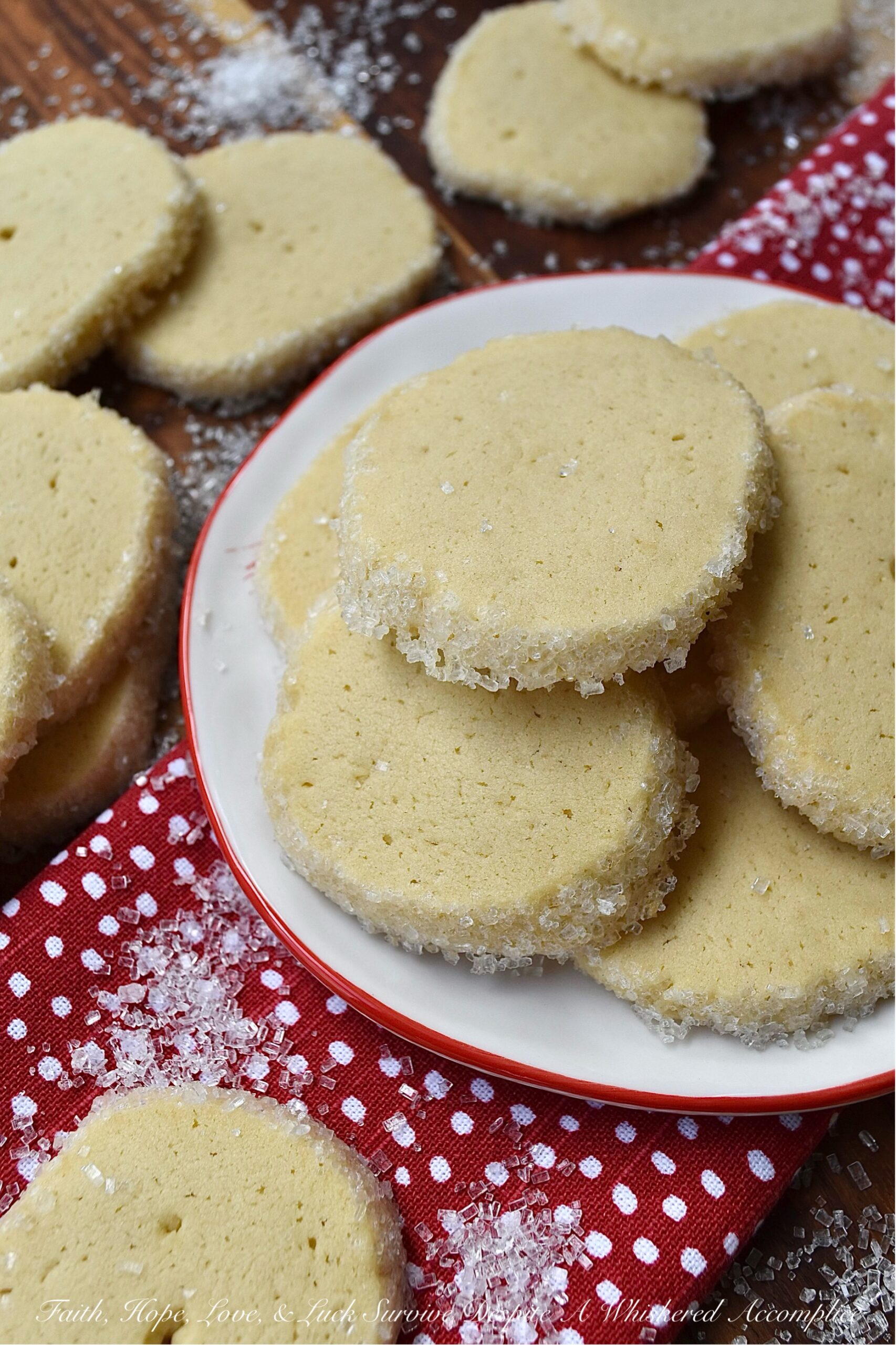 Sparkling Sugar Irish Butter Slice & Bake Cookies - These sparkly slice-and-bake cookies with Irish butter are buttery, crisp, and full of flavor. Everyone will absolutely adore them. They're also fairly easy to make and require very few ingredients. The buttery flavor combined with the sparkle of the white sparkling sugar makes these cookies truly special. They're the perfect addition to any holiday cookie tray or platter.