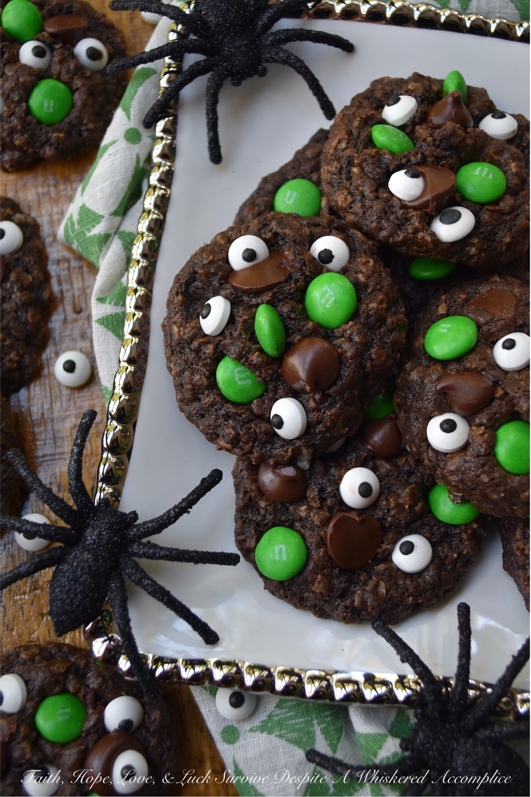 Green-Eyed Monster Chocolate Oatmeal Cookies