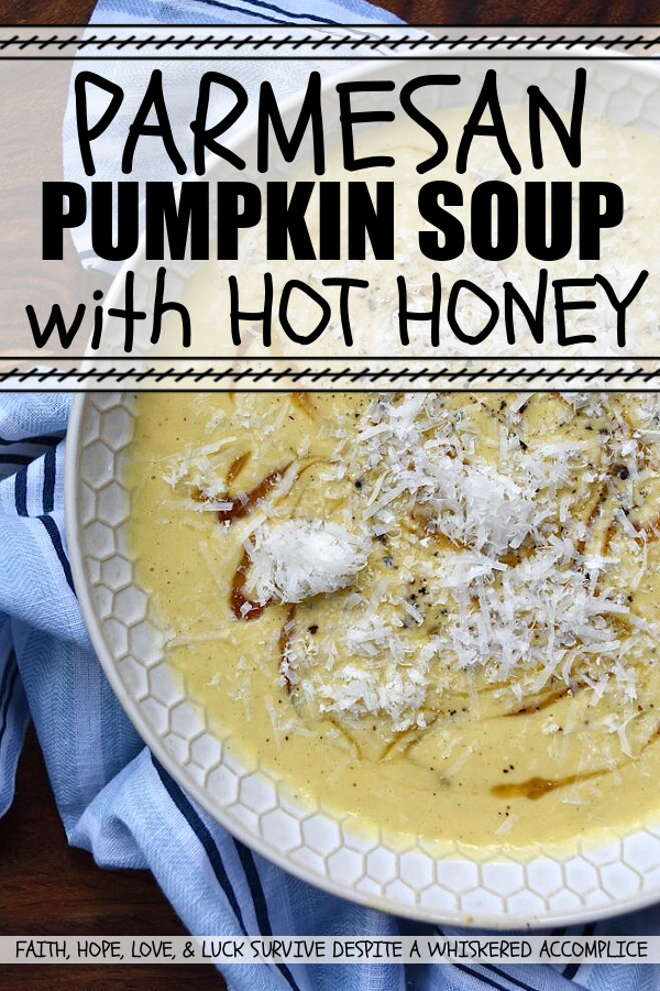 Parmesan Pumpkin Soup with Hot Honey - Parmesan Pumpkin Soup with Hot Honey is the perfect fall soup to warm you up on a chilly autumn night. Start by peeling and cubing fresh pumpkin and simmering it in a stockpot with chicken broth and seasonings until the pumpkin is tender. Once the pumpkin has cooked, add some freshly grated parmesan, half and half, and heavy whipping cream. Purée the soup until smooth and creamy, then ladle it into bowls. Top each bowl with a drizzle of honey infused with chiles for a hint of heat, and then sprinkle on some freshly grated parmesan cheese for a salty, nutty flavor.