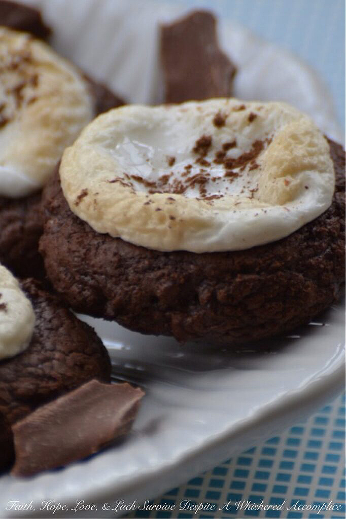 Hot Chocolate Brownie Cookies - When it comes to winter treats, it can be hard to choose between hot chocolate, brownies, and cookies. But why choose when you can have all three in one cookie? These delicious cookies have a lovely brownie texture, are bursting with chocolaty goodness, and are topped with melted marshmallows just like the best hot chocolate. They're the perfect cookie to celebrate a snow day with.
