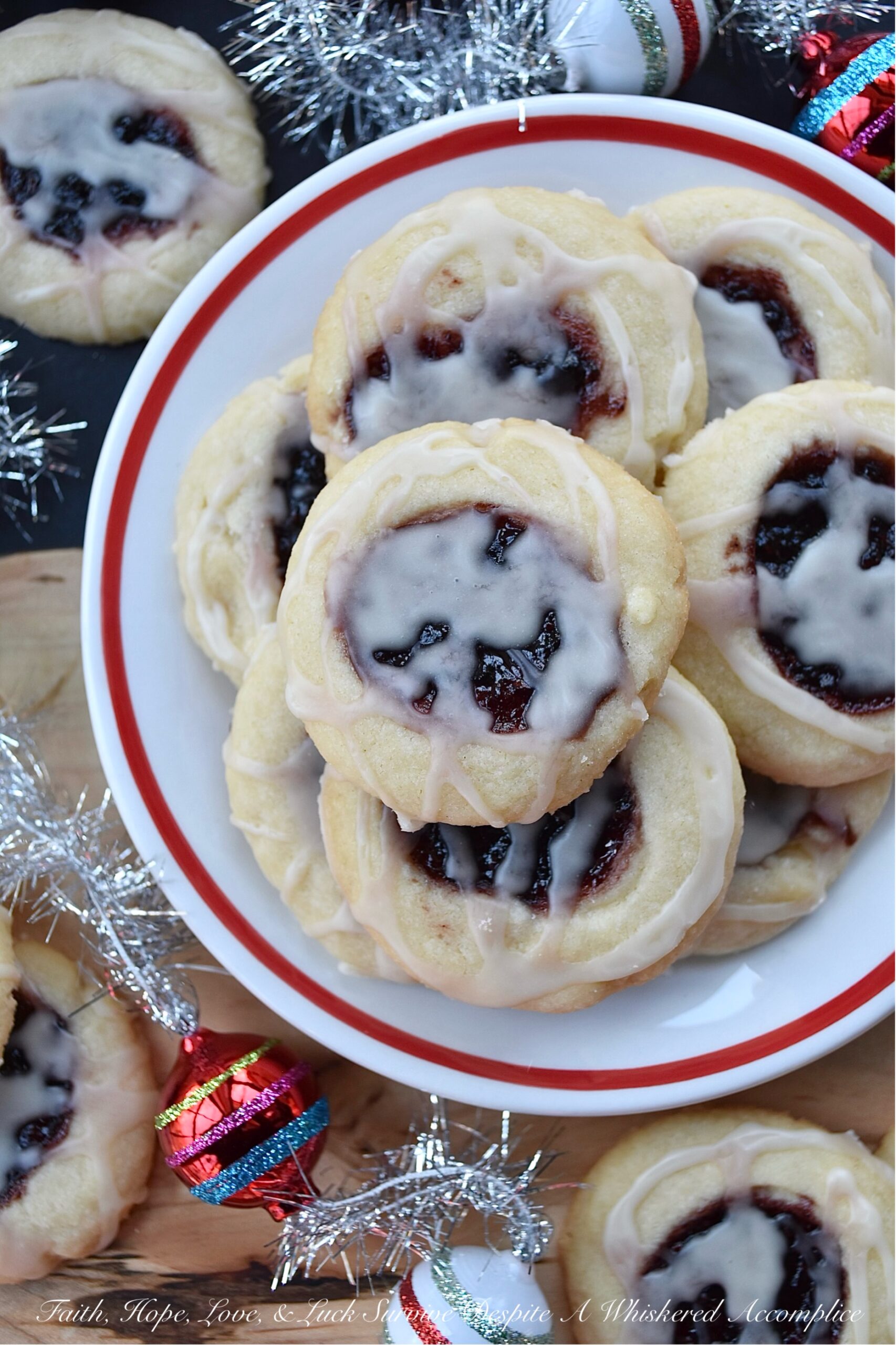 Raspberry-Cranberry Shortbread Thumbprint Cookies