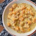 Creamy Prosciutto & Butternut Squash Rice Soup - This easy-to-make one-pot soup is a great option for a quick weeknight meal. Made with Herbes de Provence, diced butternut squash, and salty prosciutto, this soup is almost sure to please with its creamy, rich, decadent flavor. Serve this delicious soup with a crusty piece of bread for a warm, comforting, satisfying cold-weather meal.