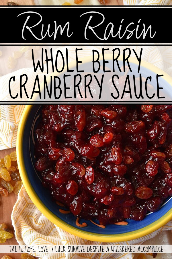 Rum Raisin Whole Berry Cranberry Sauce - This homemade whole berry cranberry sauce is the perfect holiday side dish. Made with fresh cranberries, golden raisins, spiced rum, granulated sugar, light brown sugar, and a touch of cinnamon, sea salt, and vanilla, this rum-raisin-flavored cranberry sauce adds a special touch to any holiday meal. The tartness of the cranberries, the sweetness of the sugars, and the spiciness of the rum all come together to make a delicious and unique cranberry sauce that will be a hit with your holiday guests.