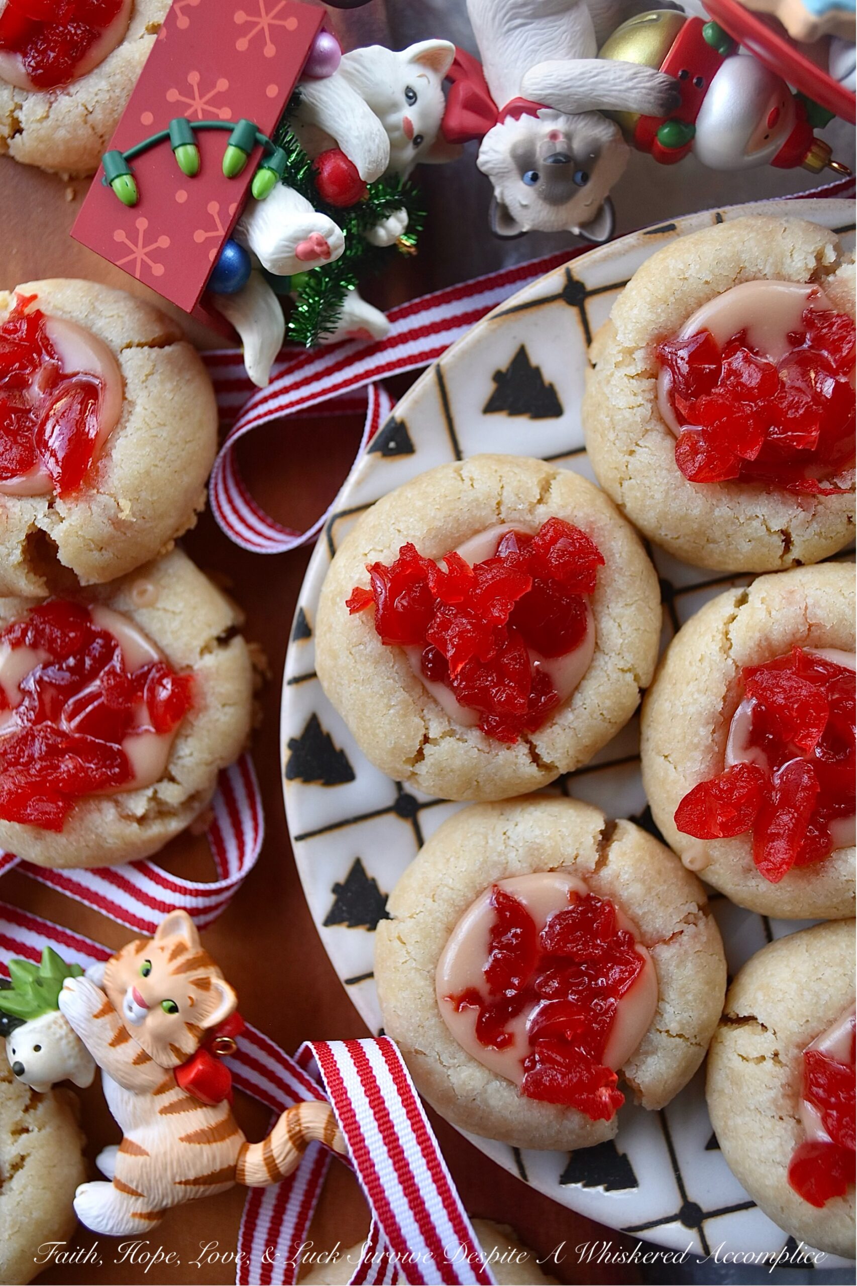 Cherry Liqueur Icing Filled Thumbprint Cookies