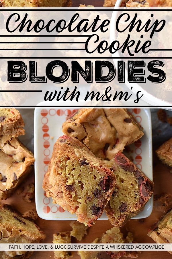 Chocolate Chip Cookie Blondies with M&M's - Get ready to satisfy your sweet tooth with these irresistible chocolate chip cookie blondies. These delicious bar cookies are the perfect sweet treat, boasting a soft and gooey center with thick, baked crunchy edges. And, since these blondies are so easy to customize with seasonal M&M's, they're an excellent festive dessert option for almost any occasion.
