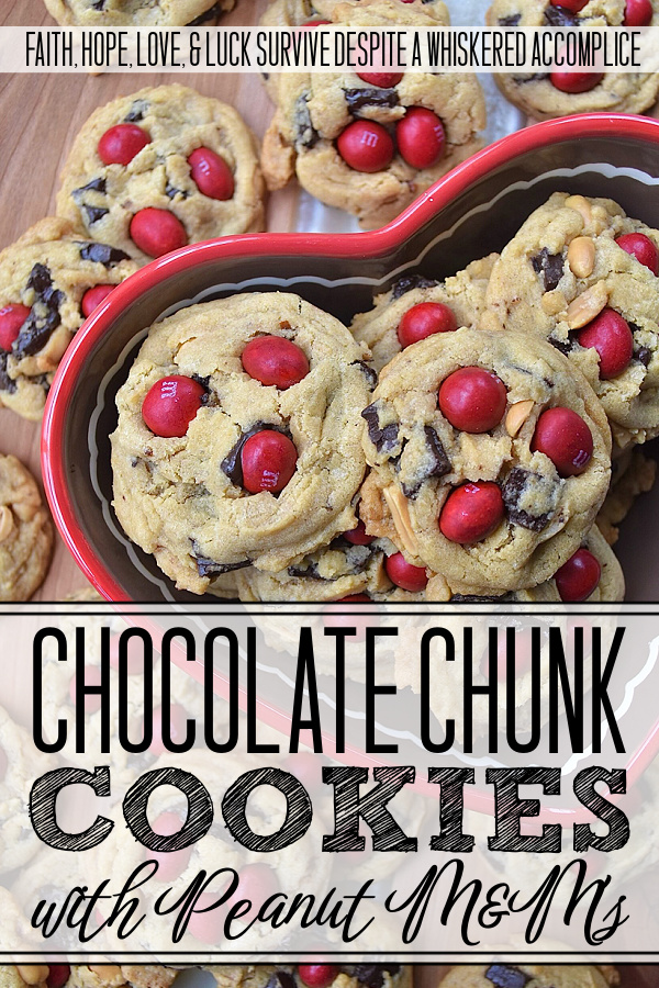 Chocolate Chunk Cookies with Peanut M&M's - If you're a cookie lover, these sweet and salty chocolate chunk cookies are a must-try. They're loaded with semi-sweet chocolate chunks and crunchy cocktail peanuts, to create a dessert that offers the perfect balance of sweet and salty flavors in every bite. And, by adding colorful Peanut M&M's on top, you can easily customize these cookies for almost any special occasion or holiday.