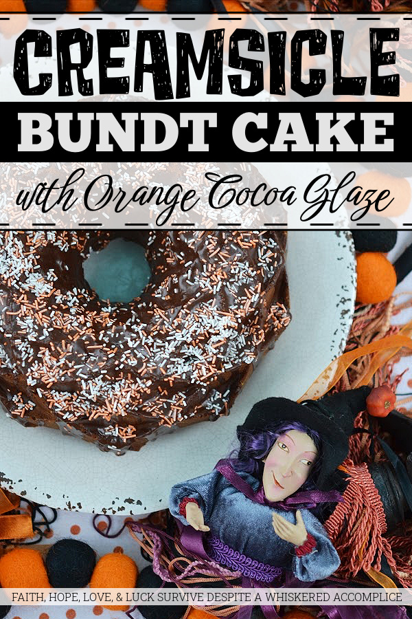 Creamsicle Bundt Cake with Orange Cocoa Glaze - Orange cream soda helps to make this Bundt cake moist and delicious while adding just the right hint of flavor to the cocoa glaze drizzled on top of it.