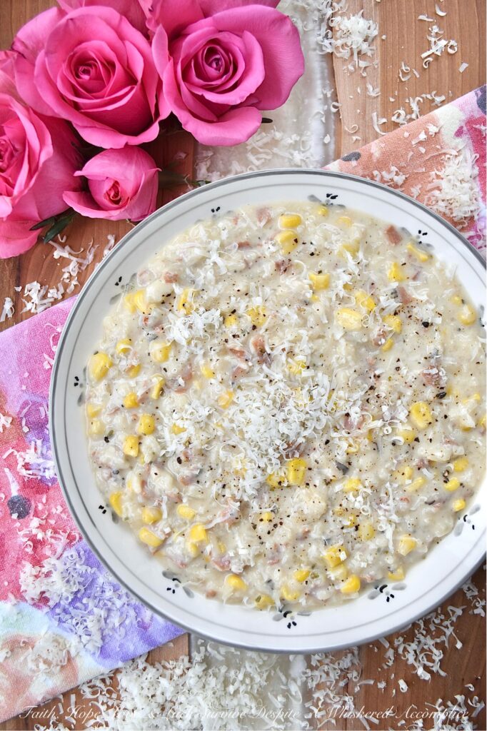 Creamy Italian Rice Soup with Prosciutto & Corn - Not only is this quick and easy one-pot soup fabulously delicious but it's also incredibly versatile. With its flavorful Italian seasoning, salty prosciutto, and sweet corn, this rice soup is both satisfying and comforting. Enjoy a hearty bowl of creamy rice soup on the first night, and let the leftovers thicken up to create a rich and flavorful rice side dish for the next evening. And, if you don't have corn on hand, you can swap in your favorite frozen or fresh vegetable for a weeknight meal you'll absolutely love.