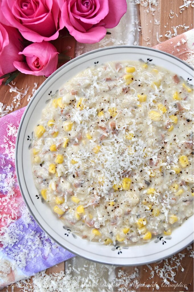 Creamy Italian Rice Soup with Prosciutto & Corn - Not only is this quick and easy one-pot soup fabulously delicious but it's also incredibly versatile. With its flavorful Italian seasoning, salty prosciutto, and sweet corn, this rice soup is both satisfying and comforting. Enjoy a hearty bowl of creamy rice soup on the first night, and let the leftovers thicken up to create a rich and flavorful rice side dish for the next evening. And, if you don't have corn on hand, you can swap in your favorite frozen or fresh vegetable for a weeknight meal you'll absolutely love.