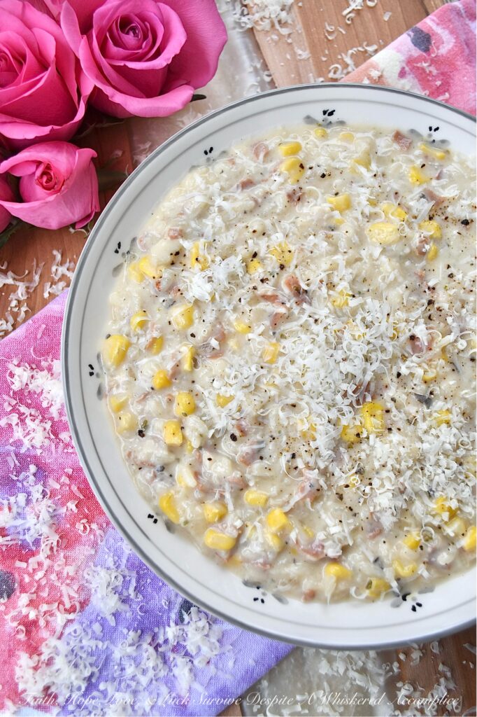 Creamy Italian Rice Soup with Prosciutto & Corn - Not only is this quick and easy one-pot soup fabulously delicious but it's also incredibly versatile. With its flavorful Italian seasoning, salty prosciutto, and sweet corn, this rice soup is both satisfying and comforting. Enjoy a hearty bowl of creamy rice soup on the first night, and let the leftovers thicken up to create a rich and flavorful rice side dish for the next evening. And, if you don't have corn on hand, you can swap in your favorite frozen or fresh vegetable for a weeknight meal you'll absolutely love.