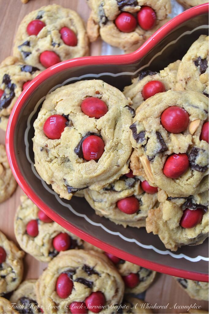 Chocolate Chunk Cookies with Peanut M&M's - If you're a cookie lover, these sweet and salty chocolate chunk cookies are a must-try. They're loaded with semi-sweet chocolate chunks and crunchy cocktail peanuts, to create a dessert that offers the perfect balance of sweet and salty flavors in every bite. And, by adding colorful Peanut M&M's on top, you can easily customize these cookies for almost any special occasion or holiday.