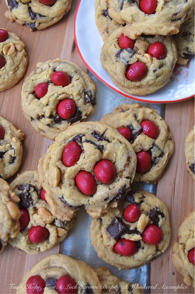 Chocolate Chunk Cookies with Peanut M&M's - If you're a cookie lover, these sweet and salty chocolate chunk cookies are a must-try. They're loaded with semi-sweet chocolate chunks and crunchy cocktail peanuts, to create a dessert that offers the perfect balance of sweet and salty flavors in every bite. And, by adding colorful Peanut M&M's on top, you can easily customize these cookies for almost any special occasion or holiday.