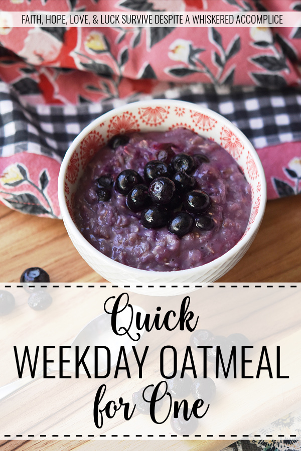 Quick Weekday Oatmeal for One - Delicious and nutritious quick weekday oatmeal for one in five minutes. There's no longer any excuse not to have a healthy breakfast during the week.