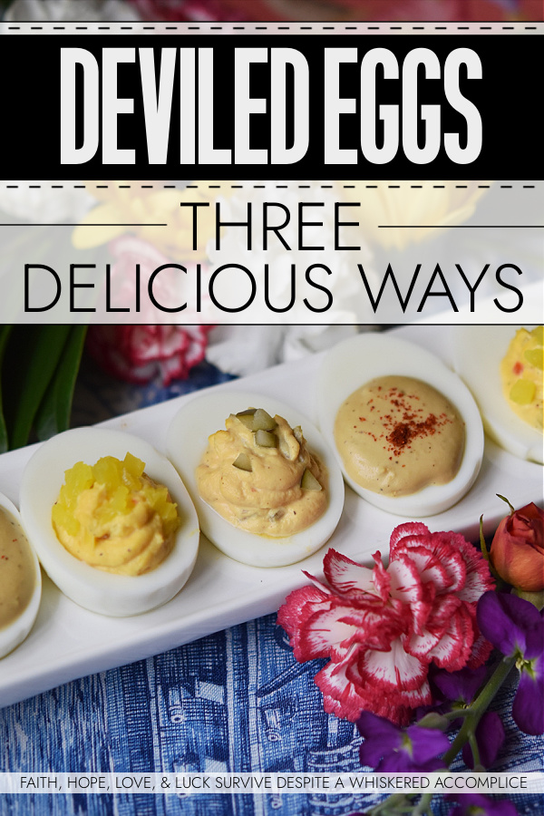 Deviled Eggs Three Delicious Ways - Turn ordinary deviled eggs into something delightfully delicious using the condiments and garnishes you have on hand in your refrigerator, pantry, or spice cabinet. These Thousand Island, Worcestershire, and Mild Pepper Ring Deviled Eggs are just three examples of what you can create with everyday ingredients.
