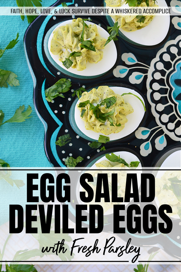 Egg Salad Deviled Eggs with Fresh Parsley - Having a hard time deciding whether or not you should make egg salad or deviled eggs? Why choose, when you can have the best of both worlds with these egg salad deviled eggs? They're super-creamy and full of delicious flavor, with a little bit of fresh parsley to brighten them up and add a lovely pop of color.
