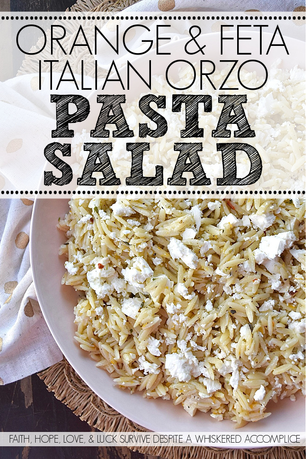 Orange & Feta Italian Orzo Pasta Salad - This simple orzo pasta salad is the perfect side dish to complement almost any meal. It's quick and easy to make, is neither too dry nor too oily, and has a bright orange citrusy flavor that pairs so well with its flavorful Italian dressing. A generous amount of feta cheese is the final touch to making this pasta salad incredibly delicious and irresistible.