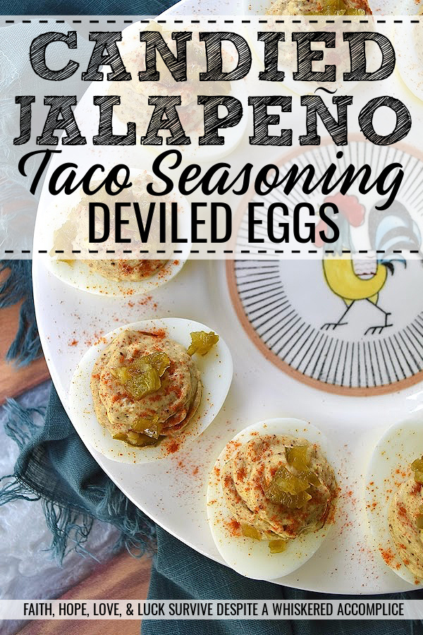 Candied Jalapeño Taco Seasoning Deviled Eggs - This kicked-up sweet and spicy deviled egg recipe is overflowing with a tremendously flavorful taco seasoning, ground cumin, and candied jalapeño filling. Garnished with a generous sprinkling of sweet paprika and more finely chopped candied jalapeños, these deviled eggs are almost impossible to resist. A little bit of taco seasoning goes a long way when it comes to this recipe. These deviled eggs, without a doubt, will become a frequently requested deviled egg appetizer for every party or barbeque you attend. They're so good, that you might want to just go ahead and make a double batch.