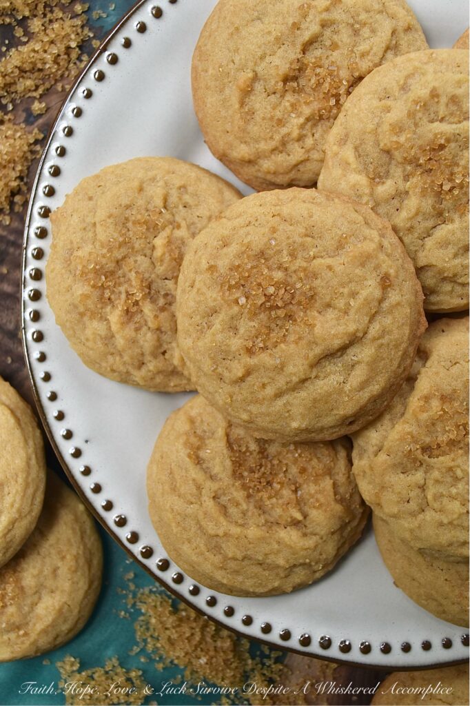 Simple Brown Sugar Cookies (Soft & Chewy) - Looking for a simple non-fussy cookie recipe that uses basic ingredients you already have on hand in your pantry? Look no further than this soft and chewy simple brown sugar cookie recipe. The brown sugar adds a sweet flavor and a soft, chewy texture to these cookies, and a final sprinkle of demerara sugar before baking gives them a delightful crunchy topping.